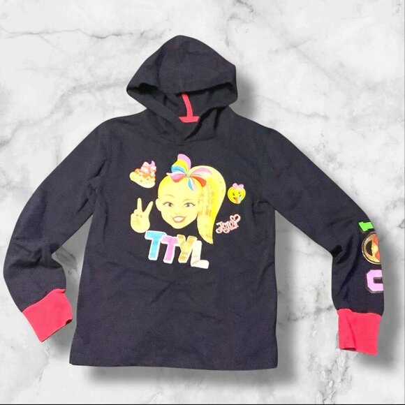 Jojo Siwa Nickelodeon Girls Hoodie S 6/6X Blue With Colorful Graphics & Pink Cuf - Picture 1 of 12